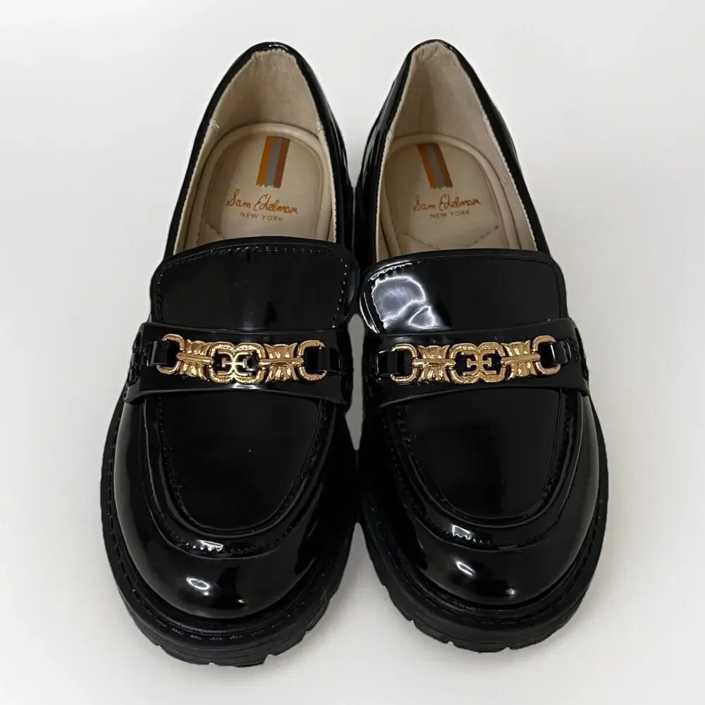 Sam Edelman Teo Girls Black Slip On Platform Loafers Size 12M